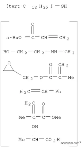 Molecular Structure of 125328-72-5 (2-Propenoic acid, 2-methyl-, methyl ester, telomer with butyl 2-propenoate, tert-dodecanediol, ethenylbenzene, 2-(methylamino)ethanol, oxiranylmethyl 2-methyl-2-propenoate and 1,2-propanediol)